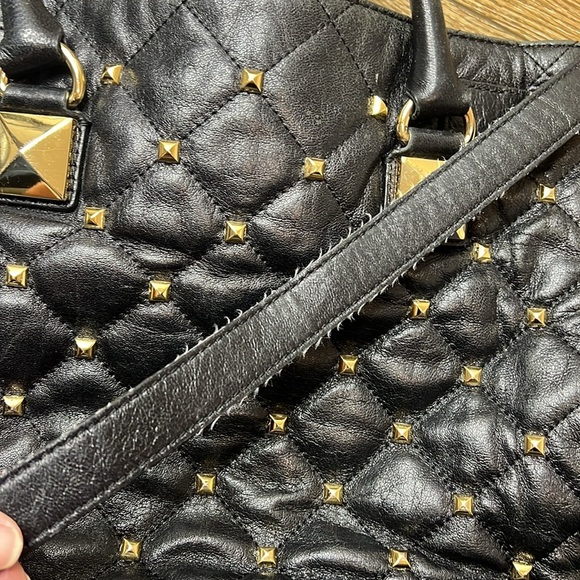 Michael Michael Kors Hamilton North South Tote in Black Studded Leather - Picture 12 of 16
